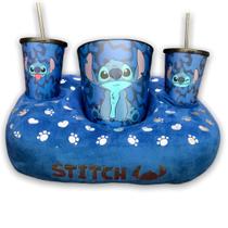 Kit Pipoca Disney Stitch Suede Almofada Balde + Copos Presente Criativo - Zona Criativa
