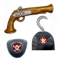 Kit Pirata 7 Mares Infantil Halloween Carnaval 6Pçs Kit Pirata 7 Mares Infantil Halloween Carnaval 6Pçs