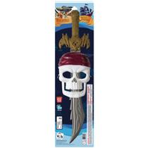 Kit Pirata Com Espada + Máscara De Caveira Piratas Dos 7 Mares 2 Peças