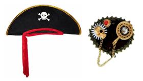 Kit pirata marujo chapeu tapa olho carnaval festa halloween Kit pirata marujo chapeu tapa olho carnaval festa halloween