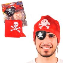 Kit pirata Tampa Olho, Argola e bandana Fantasia Carnaval