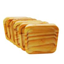 Kit Pires Quadrado Jogo de Madeira Pinus Xícaras Cantinho do Café Chá