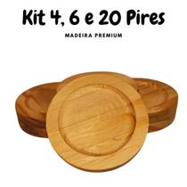 Kit Pires Redondo Porta Xícara De Madeira Pinus Mesa Posta Copo Oferta - LM DECOR
