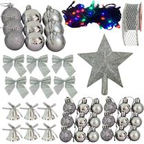 Kit Pisca Pisca Colorido Bolinha Sino Estrela Ponta Laço Natal Completo