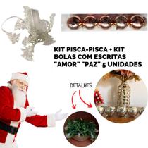 Kit Pisca- Pisca Formato de Árvore + Kit Bolas 5 Unidades Dourada - Sadora Natal