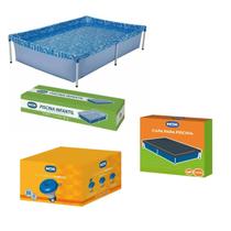 Kit Piscina 1000 Litros + Capa de Proteção + Flutuador Químico Para Cloro