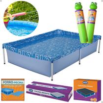 Kit Piscina 1500l Mor - Piscina + Capa + Forro+ Lança Agua