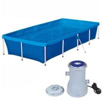 Kit Piscina 3000 Litros + Bomba Filtrante 110v 2200 Litros Por Hora Mor