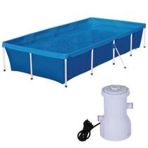 Kit Piscina 3000 Litros + Bomba Filtrante 110v 2200 Litros Por Hora Mor