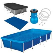 Kit Piscina 3000 Lts + Capa e Forro + Bomba Filtrante 110v 3028 Litros Por Hora