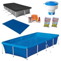 Kit Piscina 3000l Capa Forro Flutuador Cloro Avaliador Agua