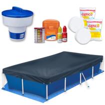 Kit Piscina 3000l + Capa, Forro + Flutuador + Cloro + Avaliador Prova Agua Ph e Cloro