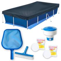 Kit Piscina 3000l + Peneira + Escova + Capa + Forro + Flutuador + 2 Pastilhas Cloro