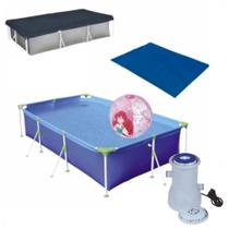 Kit Piscina 3700 L + Filtro 110v + Capa e Forro + Bola Princesas Mor