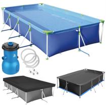 Kit Piscina 5000 L Premium com Capa + Forro + Bomba Filtro 110v 3028 L/H