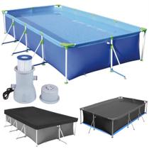 Kit Piscina 5000 L Premium com Capa + Forro + Bomba Filtro 220v 3.600 L/H Mor