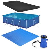 Kit Piscina 5000 L Premium com Capa + Forro + Bomba Filtro 220v 3028 L/H