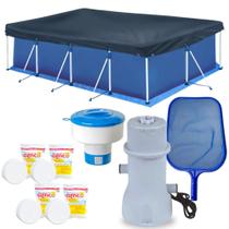 Kit Piscina 5000 Litros + Capa + Forro + Bomba 220v 3600 L/H + Peneira + Flutuador + Pastilha de Cloro