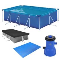 Kit Piscina 5000l Premium Estrutural + Capa e Forro para Protecao + Bomba Filtro 220v 3028 L/H