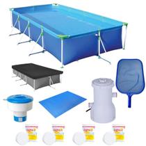 Kit Piscina 6200 L + Capa + Forro + Filtro 110v + Cloro + Peneira + Flutuador