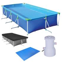 Kit Piscina 6200 L Premium + Capa + Forro e Bomba Filtro 110v 2200 L/H