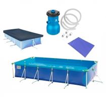 Kit Piscina 6200 Litros Premium + Capa + Forro + Bomba Filtro 110v 3028 Litros Por Hora