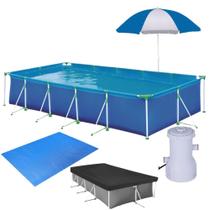 Kit Piscina 7600 L Mor + Bomba Filtro 110v + Capa + Forro + Guarda Sol