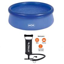 Kit Piscina Borda Inflável PVC 4.600 Litros + Kit Reparo + Bomba de Ar para Inflar e Desinflar 2 bicos - MOR