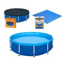 Kit Piscina Circular Estrutural 4500 L + Capa + Forro Mor