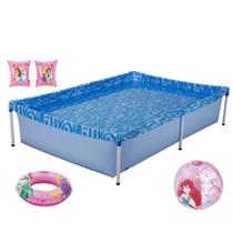 Kit Piscina de Armacao 1000l + Boia de Braco + Boia e Bola Princesas Mor