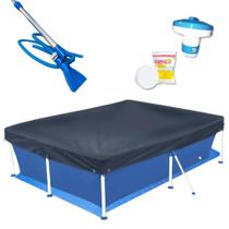 Kit Piscina de Armacao 2000l + Aspirador Venturi + Capa e Forro de Protecao + Mini Clorador + Pastilha Cloro