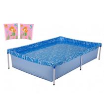 Kit Piscina de Armacao Infantil 1000l + Boia de Braco Rosa