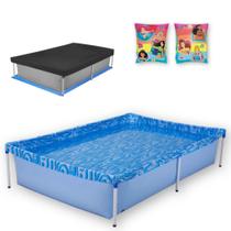 Kit Piscina de Armacao Infantil 1000l + Capa + Forro + Boia de Braco Princesas Mor