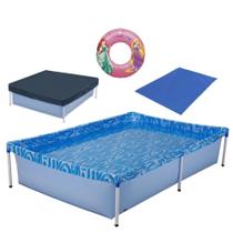 Kit Piscina de Armacao Infantil 1000l + Capa + Forro + Boia Inflavel Das Princesas Mor e Lazer