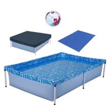 Kit Piscina de Armacao Infantil 1000l + Capa + Forro + Bola Inflavel Homem Aranha Mor e Lazer