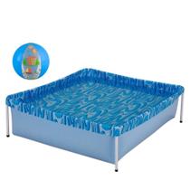 Kit Piscina de Armacao Infantil 400 Litros + Bola Inflavel 40 Cm Azul Mor