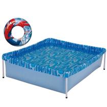 Kit Piscina de Armacao Retangular Infantil 400 Litros + Boia Inflavel Homem-aranha Mor