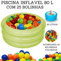 Kit Piscina de Bolinha Banheira Inflável Redonda 80 Litros + 25 Bolinhas Coloridas Kit Piscina de Bolinha Banheira Inflável Redonda 80 Litros + 25 Bolinhas Coloridas