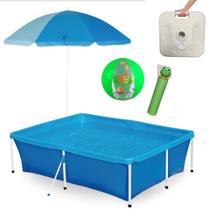 Kit Piscina Estrutural 2000 Lts + Guarda Sol 22kg + Base + Bola Inflavel 40cm + Lanca Agua Mor