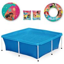 Kit Piscina Infantil 2000 Litros + Bola Inflavel + 2 Boias Das Princesas Mor