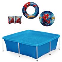 Kit Piscina Infantil 2000 Litros + Bola Inflavel + 2 Boias do Homem Aranha Mor
