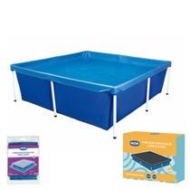 Kit Piscina Infantil 2000 Litros Quadrada + Capa + Forro - Mor Kit Piscina Infantil 2000 Litros Quadrada + Capa + Forro - Mor