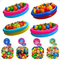 Kit Piscina Infantil 21 Litros Criança Inflável 2 Anéis Com 25 Bolinhas Coloridas