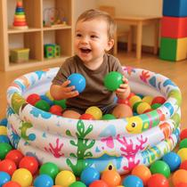 Kit Piscina Infantil Inflável 100 Litros Com 50 Bolinhas Coloridas Não Amassam