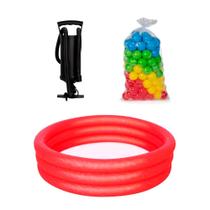 Kit Piscina Infantil Inflável 101 Litros Play 3 Anéis + Bomba + Bolinhas - Bestway