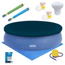 Kit Piscina Inflavel 12.000l + Capa, Forro + Mini Bomba + Clorador Netuno + 2 Cloros + 2 Lanca Agua