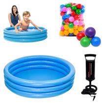 Kit Piscina Inflável 156L Redonda+50 Bolinhas+1 Bomba De Ar