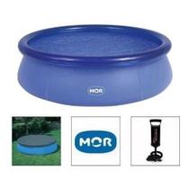 Kit Piscina Inflável 2400 L + Capa em pvc + Inflador Mor