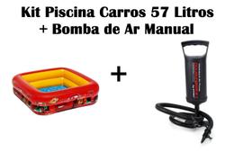 Kit Piscina Inflável 57 Litros Carros Disney + Bomba de Ar Manual