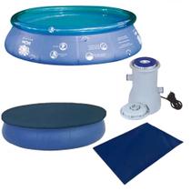 Kit Piscina Inflavel 6700 L + Capa em Rafia + Forro + Filtro 110v Mor